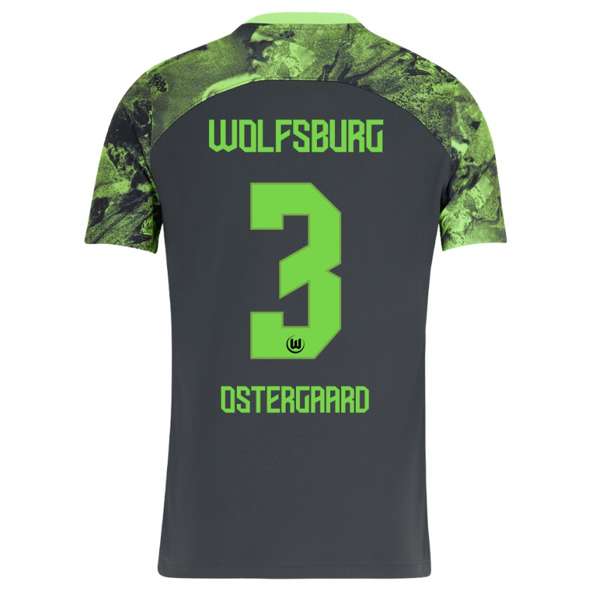 Børn Christian Östergaard #3 Mørkegrå Udebane Spillertrøjer 2023/24 Trøje T-Shirt