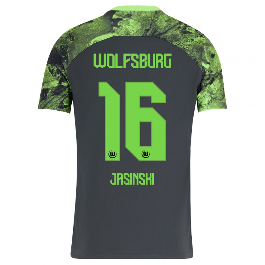 Børn Mateusz Jasinski #16 Mørkegrå Udebane Spillertrøjer 2023/24 Trøje T-Shirt