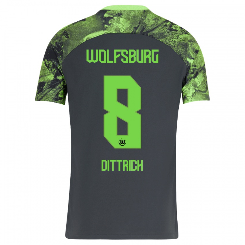Børn Elia Dittrich #8 Mørkegrå Udebane Spillertrøjer 2023/24 Trøje T-Shirt
