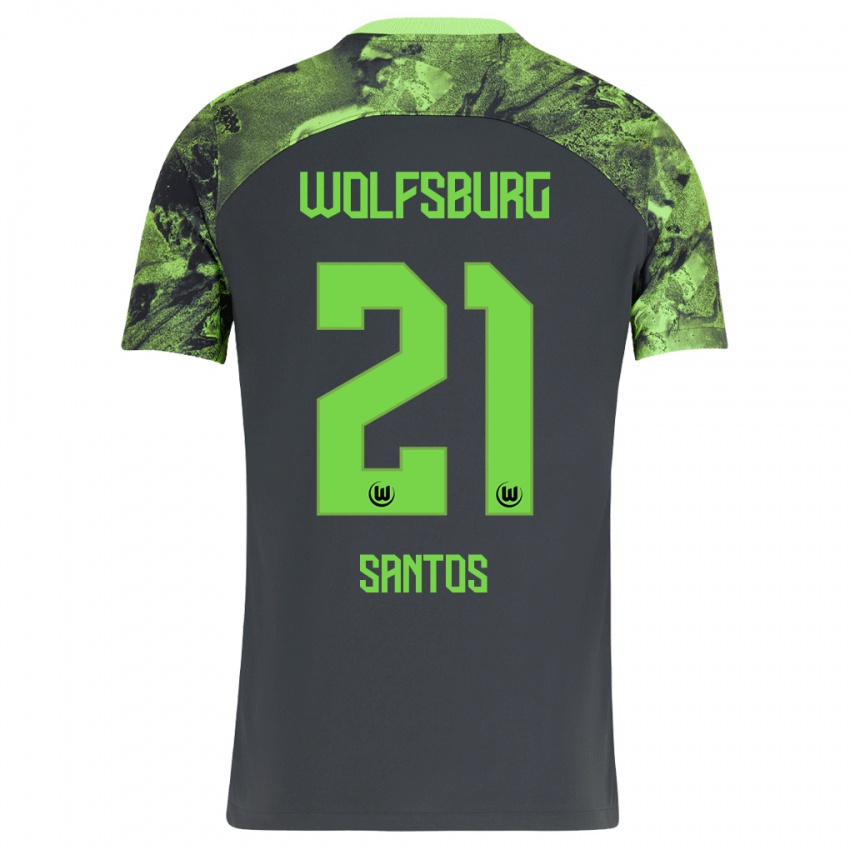 Børn Leonardo Santos #21 Mørkegrå Udebane Spillertrøjer 2023/24 Trøje T-Shirt