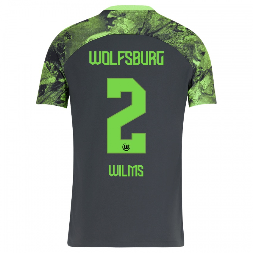 Børn Lynn Wilms #2 Mørkegrå Udebane Spillertrøjer 2023/24 Trøje T-Shirt