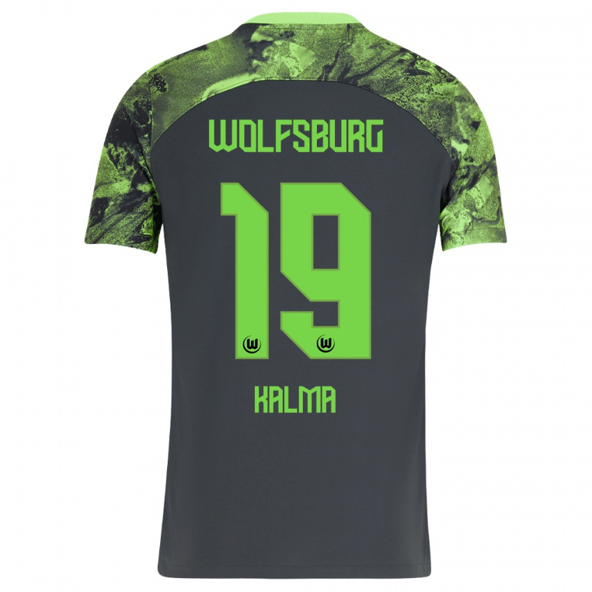 Børn Fenna Kalma #19 Mørkegrå Udebane Spillertrøjer 2023/24 Trøje T-Shirt