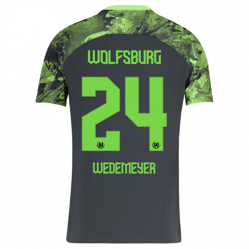Børn Joelle Wedemeyer #24 Mørkegrå Udebane Spillertrøjer 2023/24 Trøje T-Shirt
