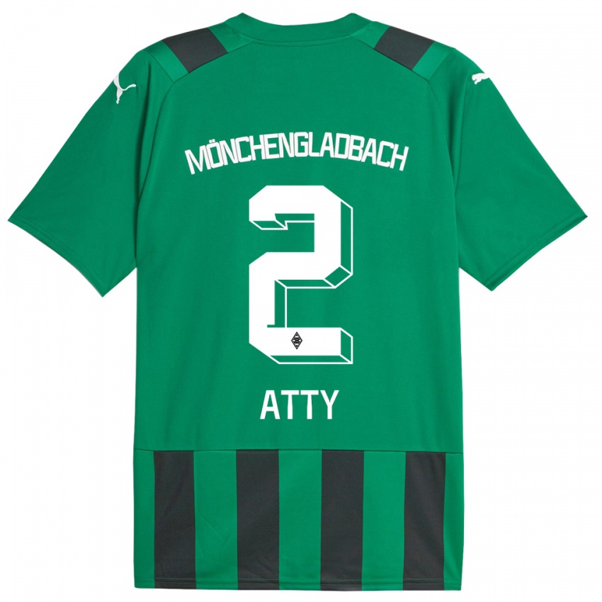 Børn Yassir Atty #2 Sort Grøn Udebane Spillertrøjer 2023/24 Trøje T-Shirt