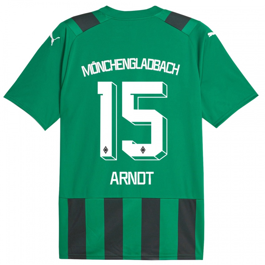 Børn Leo Arndt #15 Sort Grøn Udebane Spillertrøjer 2023/24 Trøje T-Shirt