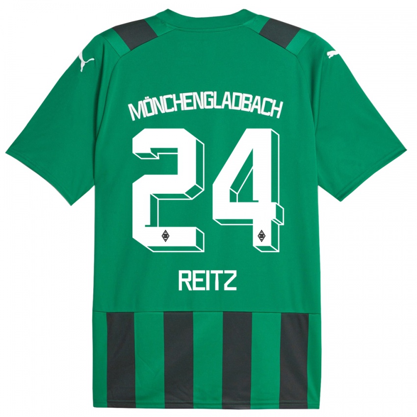 Børn Tony Reitz #24 Sort Grøn Udebane Spillertrøjer 2023/24 Trøje T-Shirt