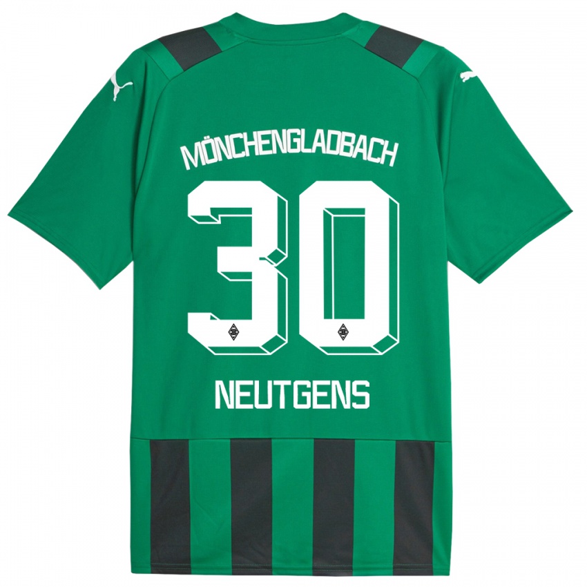 Børn Maximilian Neutgens #30 Sort Grøn Udebane Spillertrøjer 2023/24 Trøje T-Shirt