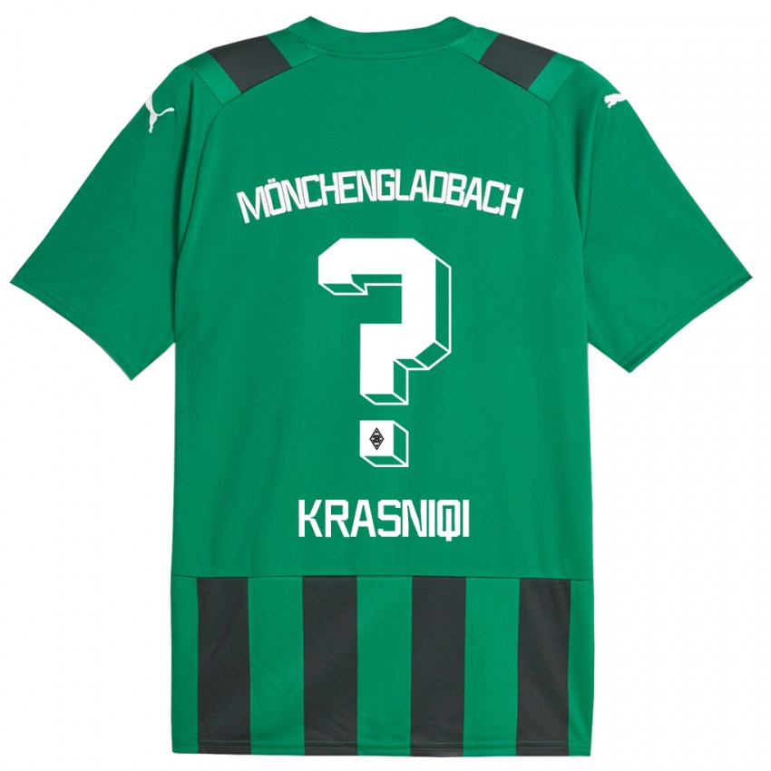 Børn Engjell Krasniqi #0 Sort Grøn Udebane Spillertrøjer 2023/24 Trøje T-Shirt