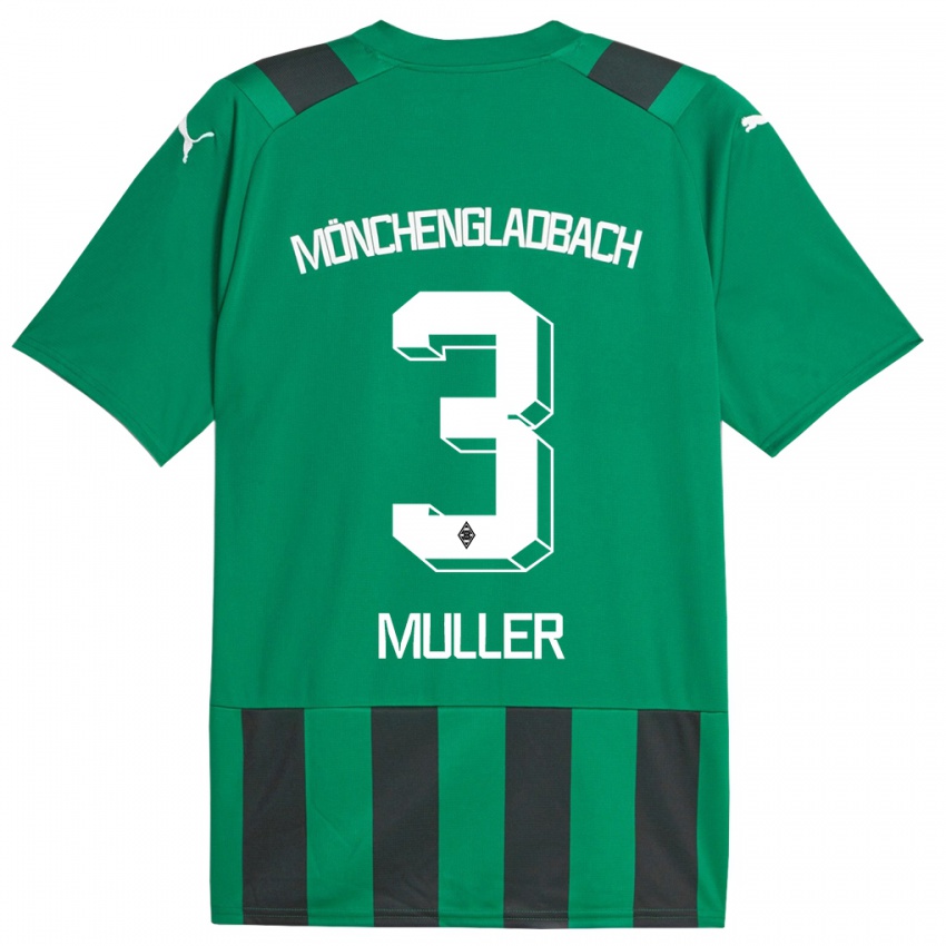 Børn Barbara Müller #3 Sort Grøn Udebane Spillertrøjer 2023/24 Trøje T-Shirt