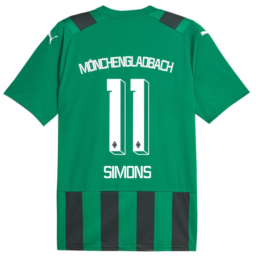 Børn Kelly Simons #11 Sort Grøn Udebane Spillertrøjer 2023/24 Trøje T-Shirt