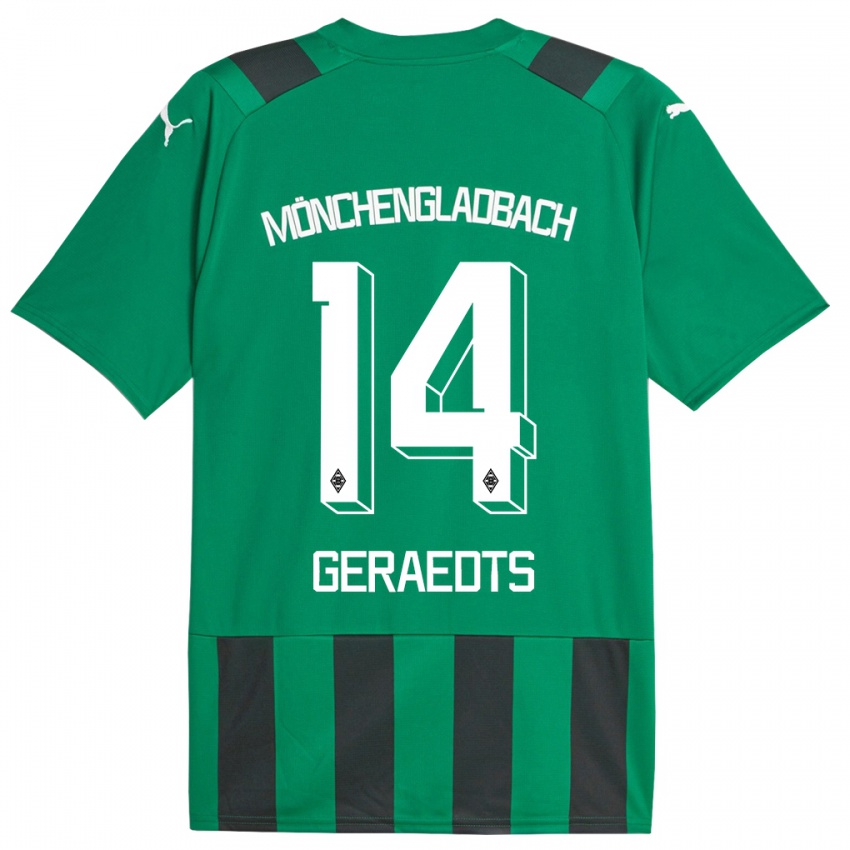 Børn Kelsey Geraedts #14 Sort Grøn Udebane Spillertrøjer 2023/24 Trøje T-Shirt