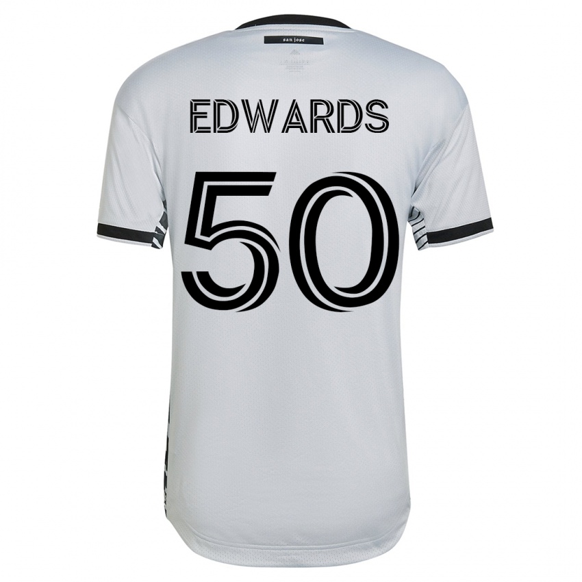 Børn Aaron Edwards #50 Hvid Udebane Spillertrøjer 2023/24 Trøje T-Shirt
