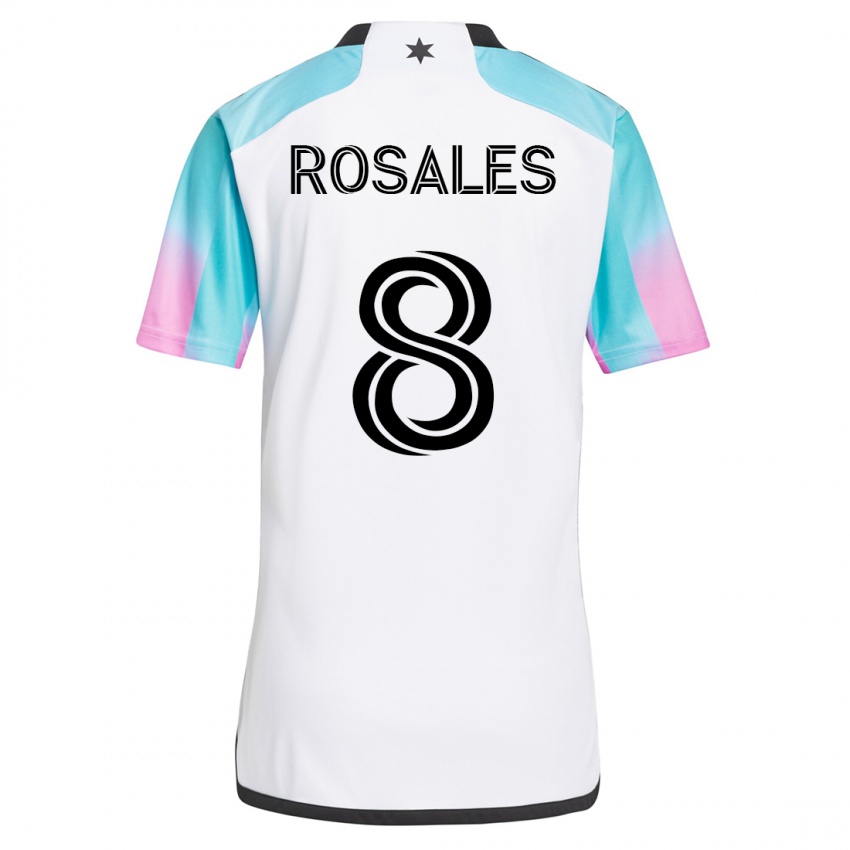 Børn Joseph Rosales #8 Hvid Udebane Spillertrøjer 2023/24 Trøje T-Shirt