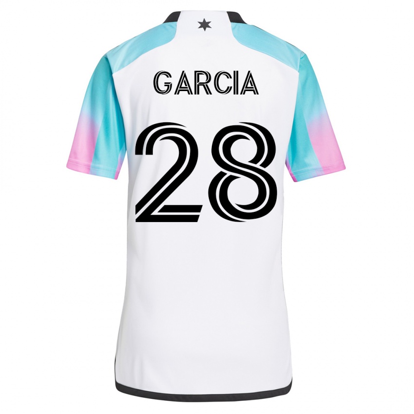Børn Mender García #28 Hvid Udebane Spillertrøjer 2023/24 Trøje T-Shirt