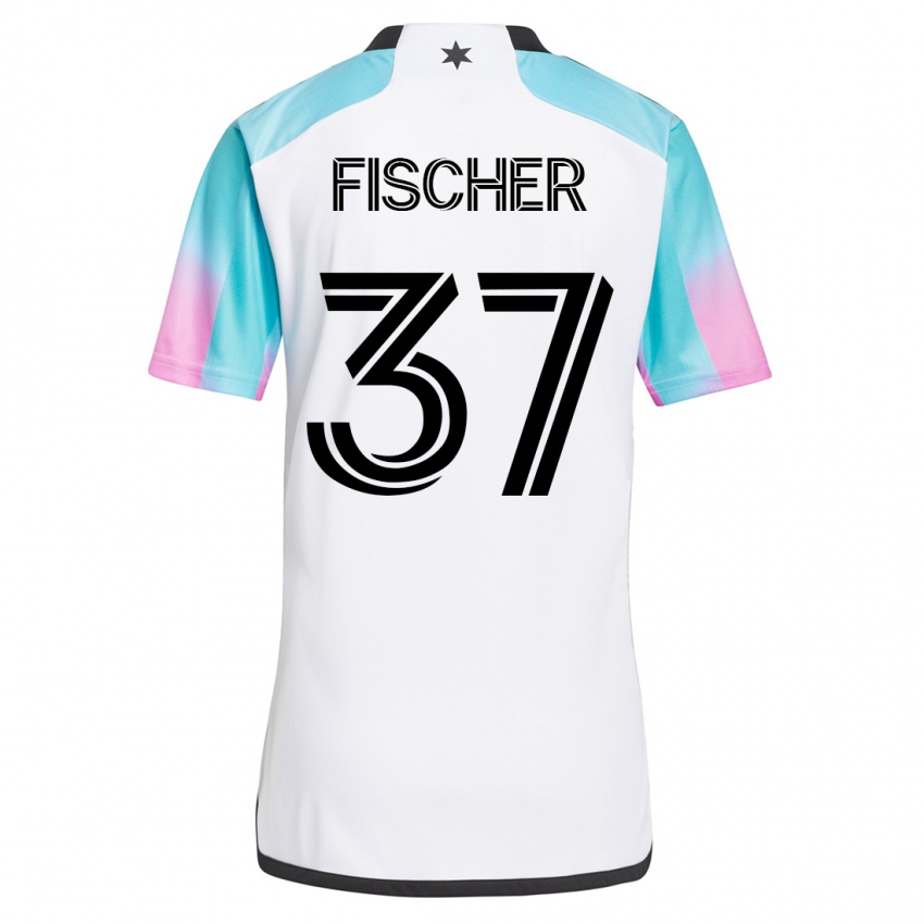 Børn Britton Fischer #37 Hvid Udebane Spillertrøjer 2023/24 Trøje T-Shirt