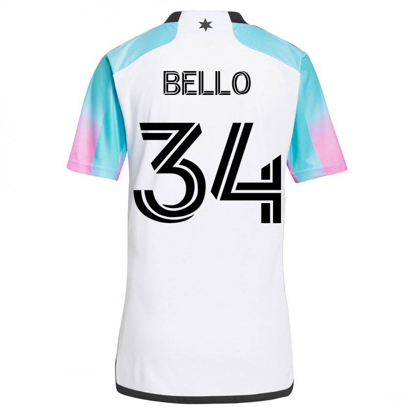 Børn Zaydan Bello #34 Hvid Udebane Spillertrøjer 2023/24 Trøje T-Shirt