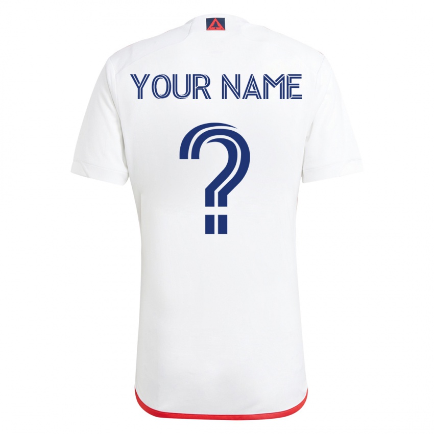 Børn Dit Navn #0 Hvid Rød Udebane Spillertrøjer 2023/24 Trøje T-Shirt