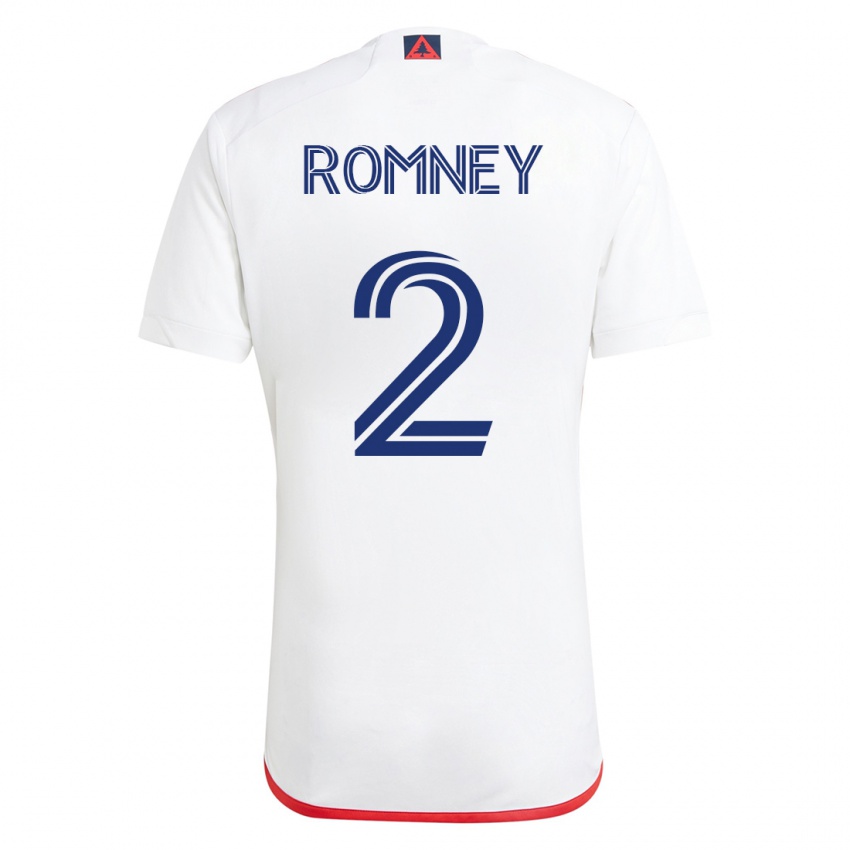Børn Dave Romney #2 Hvid Rød Udebane Spillertrøjer 2023/24 Trøje T-Shirt