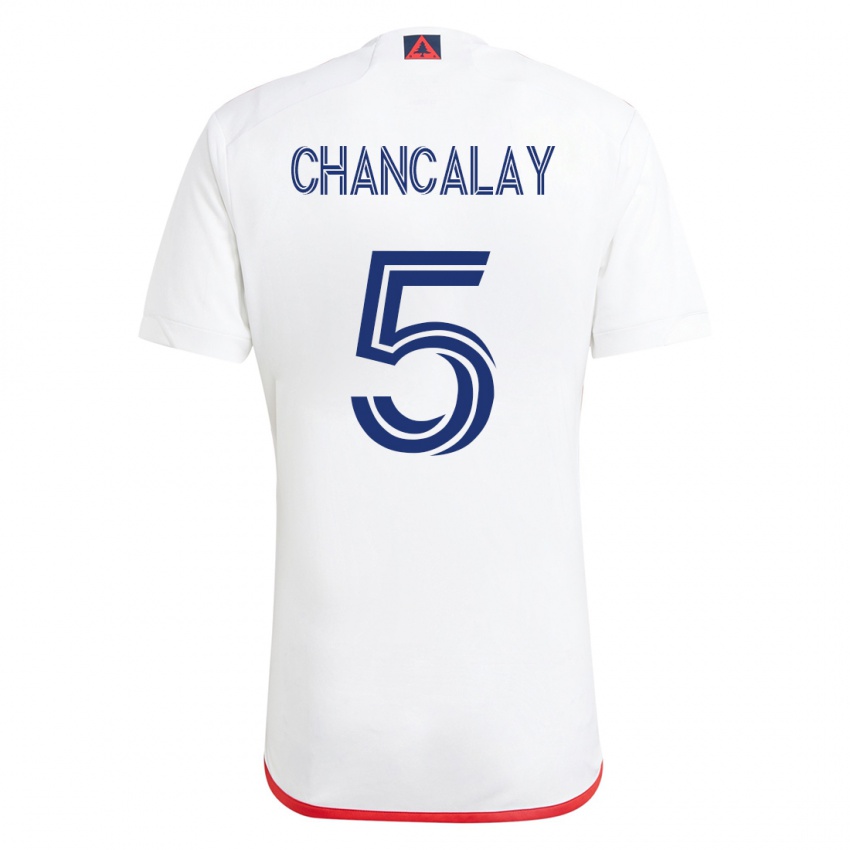 Børn Tomás Chancalay #5 Hvid Rød Udebane Spillertrøjer 2023/24 Trøje T-Shirt