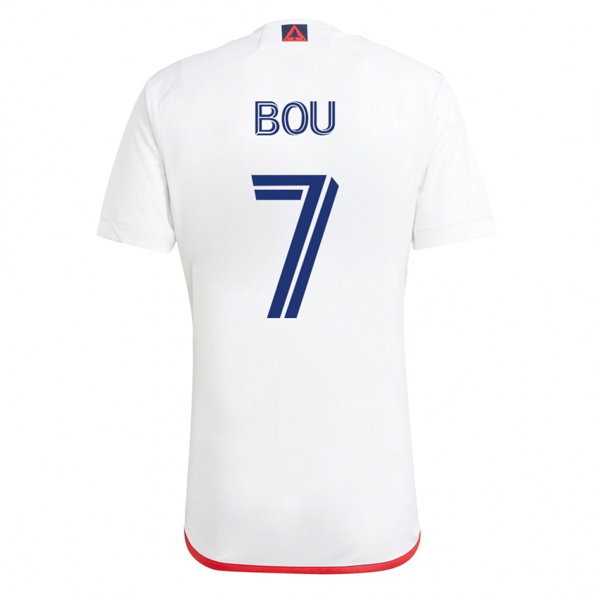 Børn Gustavo Bou #7 Hvid Rød Udebane Spillertrøjer 2023/24 Trøje T-Shirt