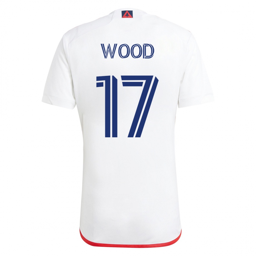 Børn Bobby Wood #17 Hvid Rød Udebane Spillertrøjer 2023/24 Trøje T-Shirt