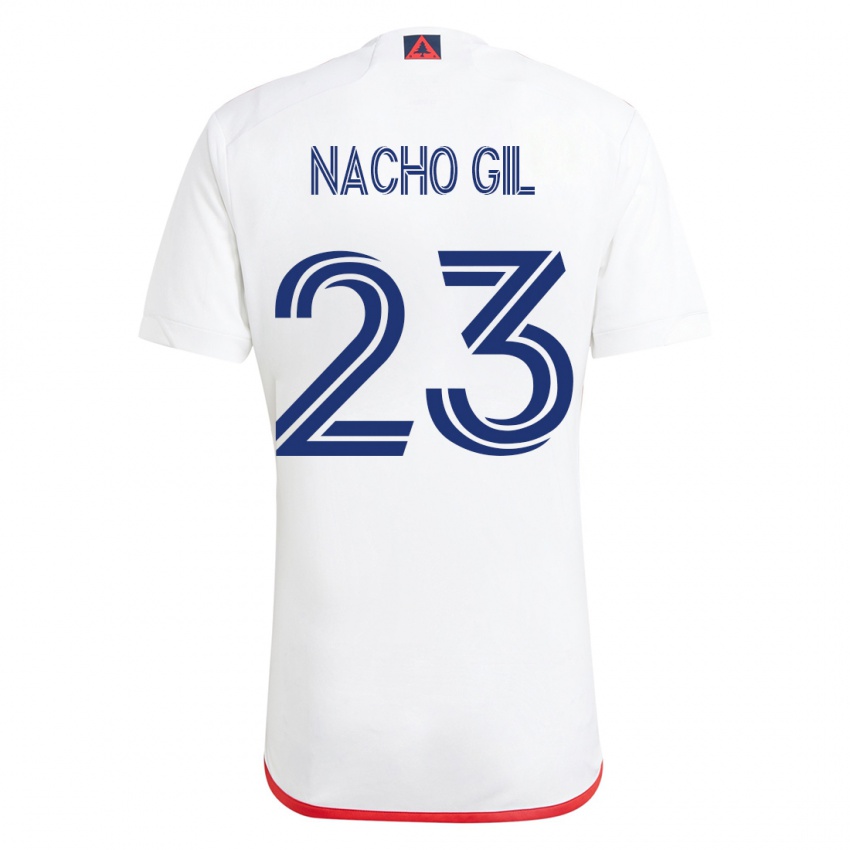 Børn Nacho Gil #23 Hvid Rød Udebane Spillertrøjer 2023/24 Trøje T-Shirt
