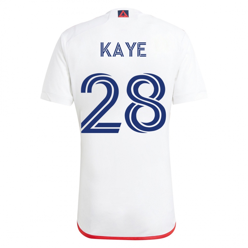 Børn Mark-Anthony Kaye #28 Hvid Rød Udebane Spillertrøjer 2023/24 Trøje T-Shirt