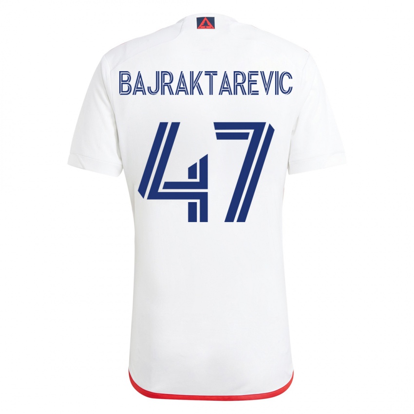 Børn Esmir Bajraktarevic #47 Hvid Rød Udebane Spillertrøjer 2023/24 Trøje T-Shirt