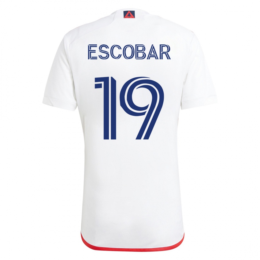 Børn Olger Escobar #19 Hvid Rød Udebane Spillertrøjer 2023/24 Trøje T-Shirt