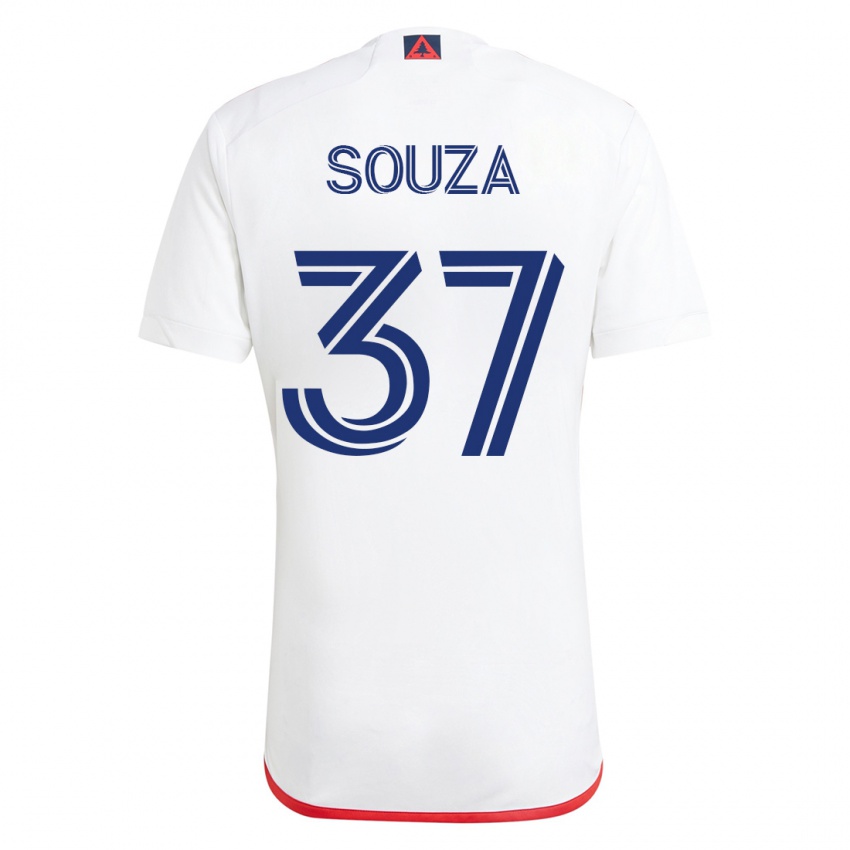 Børn Victor Souza #37 Hvid Rød Udebane Spillertrøjer 2023/24 Trøje T-Shirt