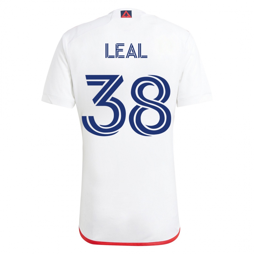 Børn Patrick Leal #38 Hvid Rød Udebane Spillertrøjer 2023/24 Trøje T-Shirt