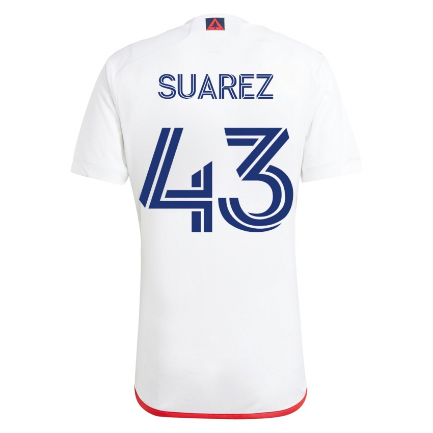 Børn Santiago Suárez #43 Hvid Rød Udebane Spillertrøjer 2023/24 Trøje T-Shirt