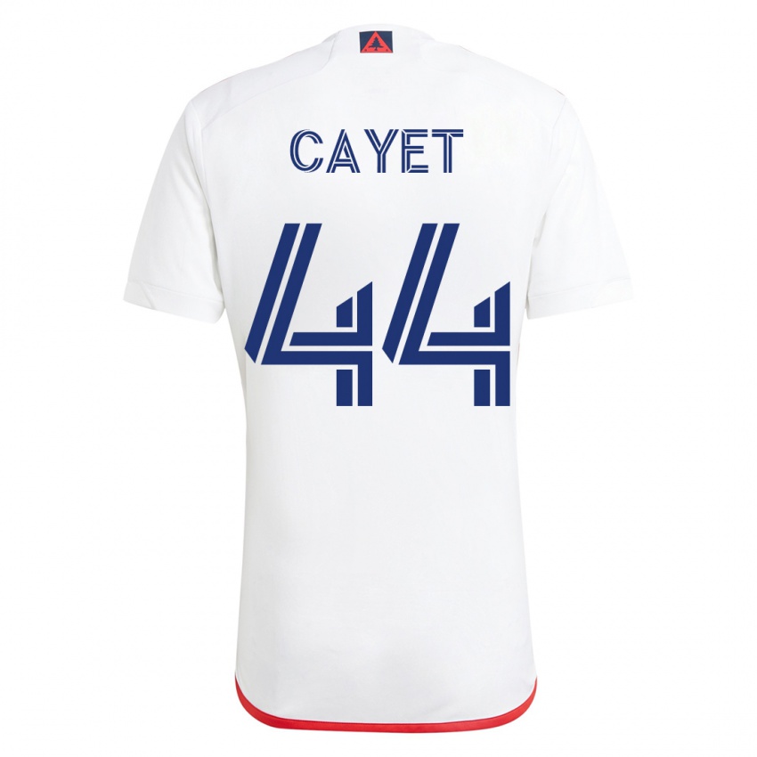 Børn Pierre Cayet #44 Hvid Rød Udebane Spillertrøjer 2023/24 Trøje T-Shirt