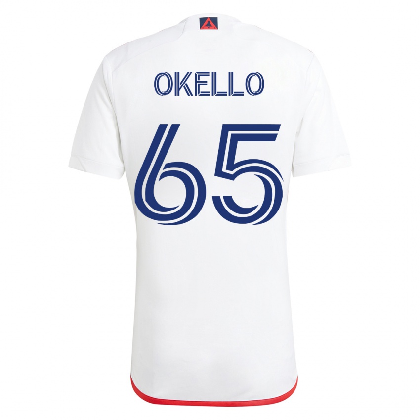 Børn Noble Okello #65 Hvid Rød Udebane Spillertrøjer 2023/24 Trøje T-Shirt