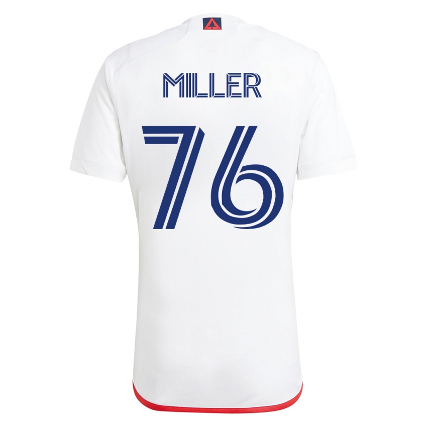 Børn Peyton Miller #76 Hvid Rød Udebane Spillertrøjer 2023/24 Trøje T-Shirt