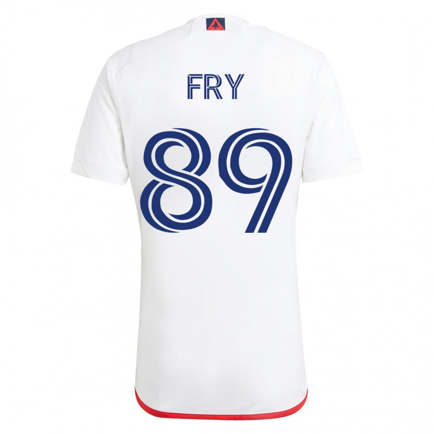 Børn Malcolm Fry #89 Hvid Rød Udebane Spillertrøjer 2023/24 Trøje T-Shirt