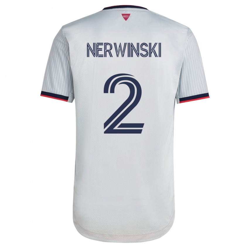 Børn Jake Nerwinski #2 Hvid Udebane Spillertrøjer 2023/24 Trøje T-Shirt