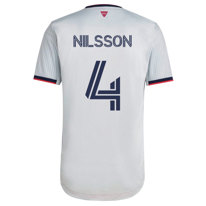 Børn Joakim Nilsson #4 Hvid Udebane Spillertrøjer 2023/24 Trøje T-Shirt