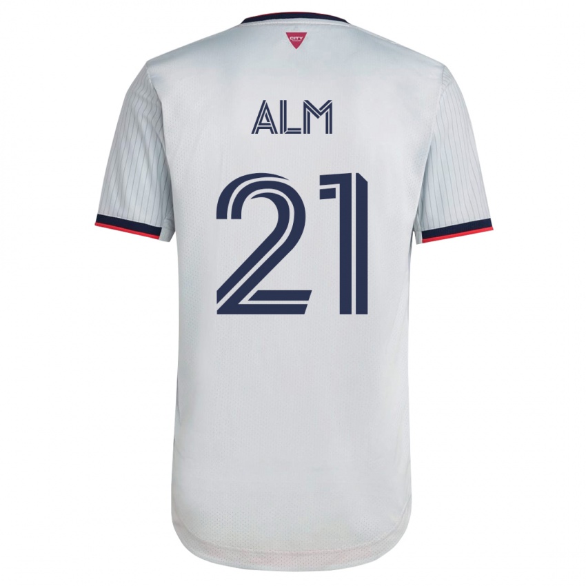 Børn Rasmus Alm #21 Hvid Udebane Spillertrøjer 2023/24 Trøje T-Shirt