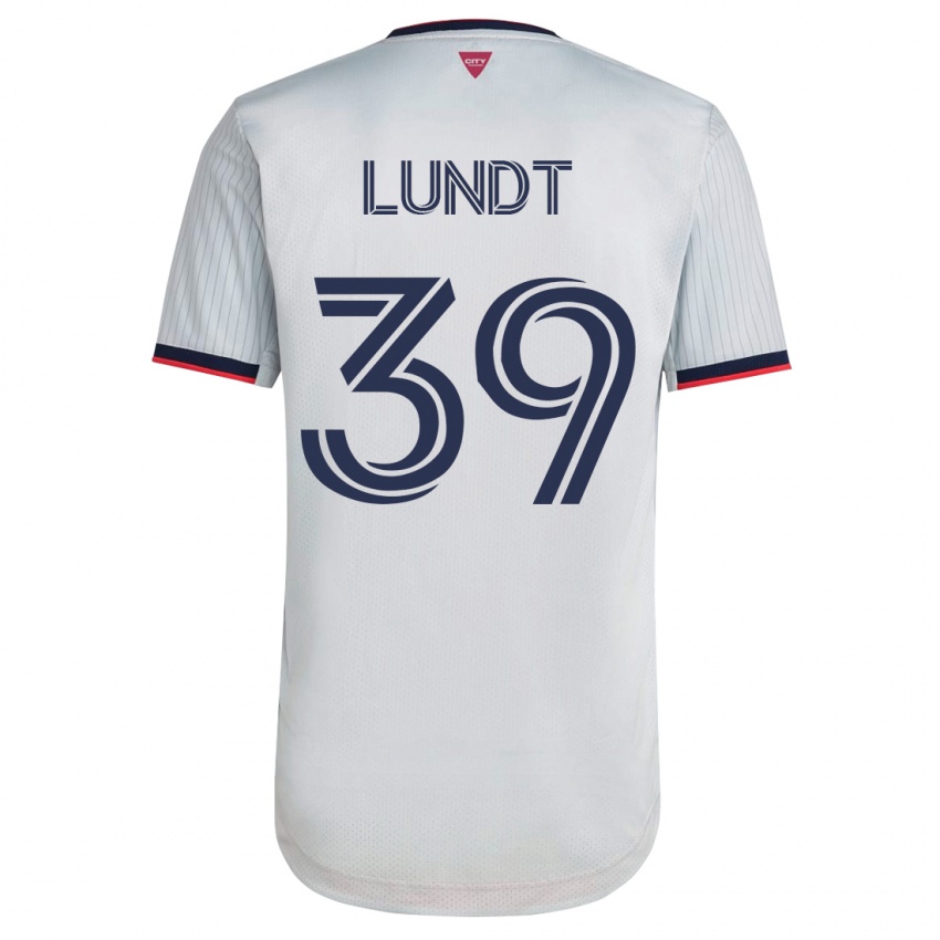 Børn Ben Lundt #39 Hvid Udebane Spillertrøjer 2023/24 Trøje T-Shirt