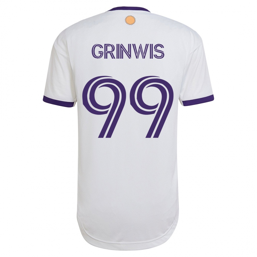 Børn Adam Grinwis #99 Hvid Udebane Spillertrøjer 2023/24 Trøje T-Shirt