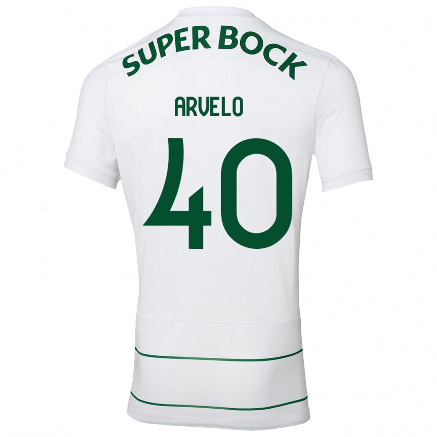 Børn Adam Arvelo #40 Hvid Udebane Spillertrøjer 2023/24 Trøje T-Shirt