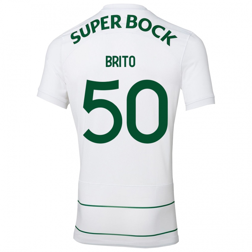 Børn Alexandre Brito #50 Hvid Udebane Spillertrøjer 2023/24 Trøje T-Shirt