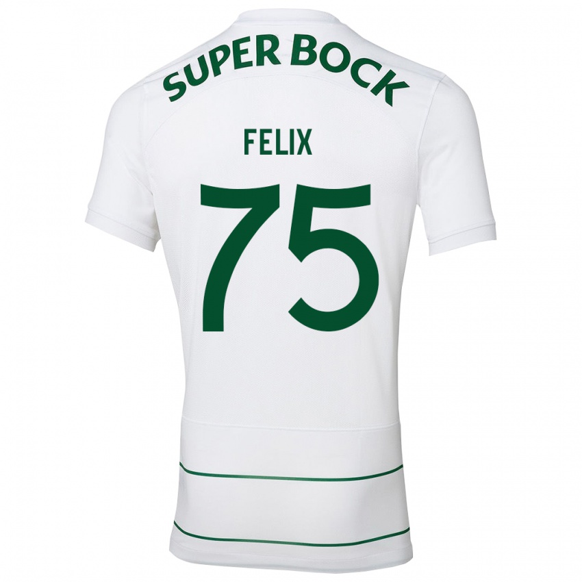 Børn Vando Félix #75 Hvid Udebane Spillertrøjer 2023/24 Trøje T-Shirt