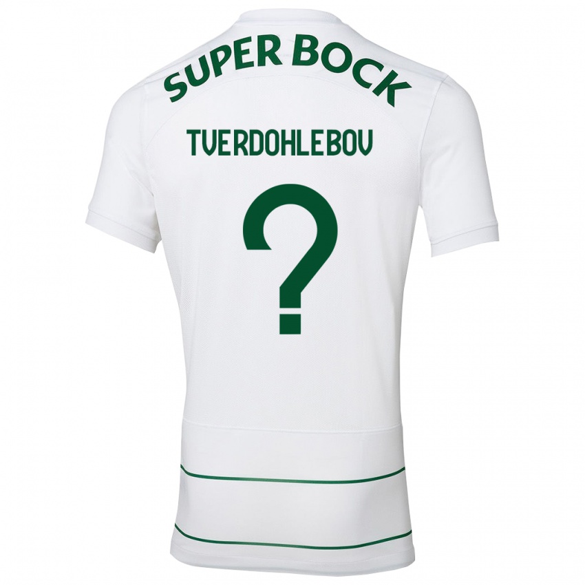 Børn Alex Tverdohlebov #0 Hvid Udebane Spillertrøjer 2023/24 Trøje T-Shirt