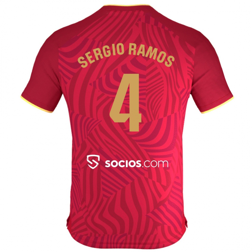 Børn Sergio Ramos #4 Rød Udebane Spillertrøjer 2023/24 Trøje T-Shirt