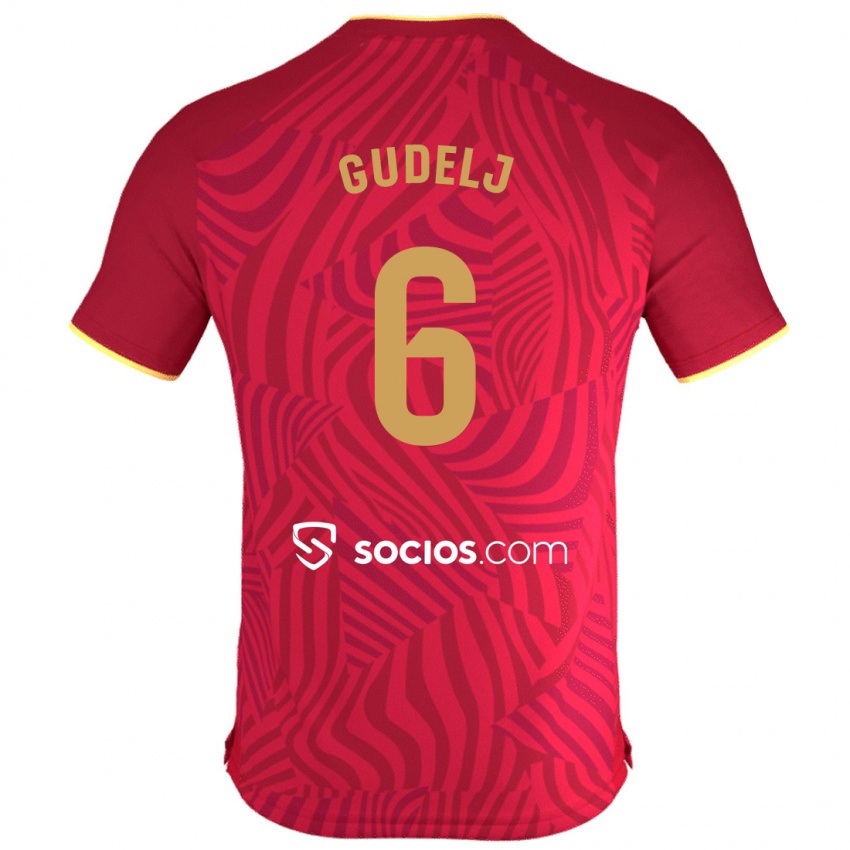 Børn Nemanja Gudelj #6 Rød Udebane Spillertrøjer 2023/24 Trøje T-Shirt