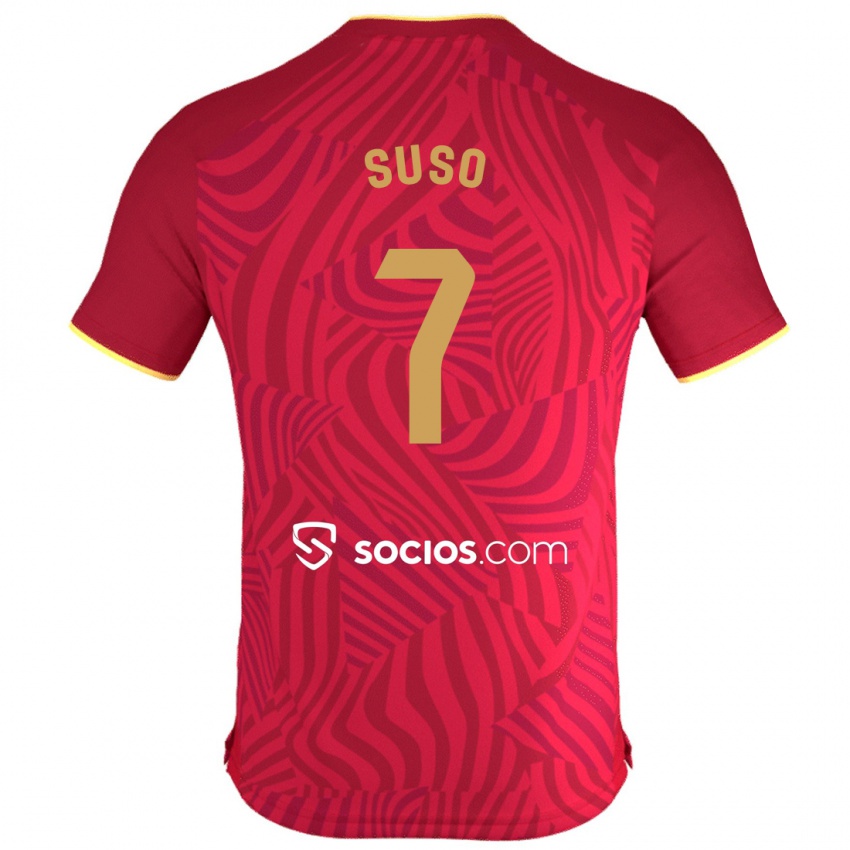 Børn Suso #7 Rød Udebane Spillertrøjer 2023/24 Trøje T-Shirt