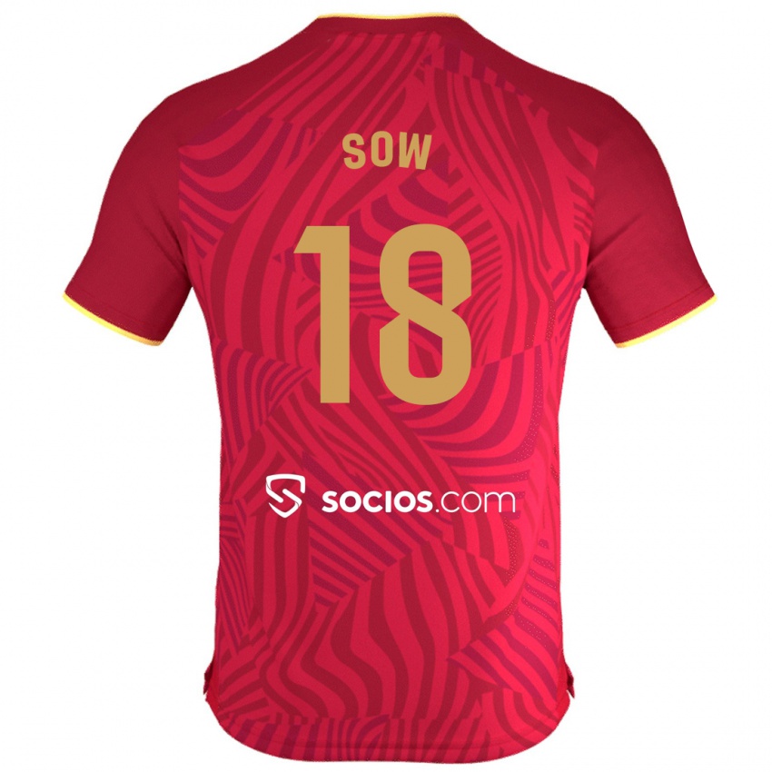 Børn Djibril Sow #18 Rød Udebane Spillertrøjer 2023/24 Trøje T-Shirt