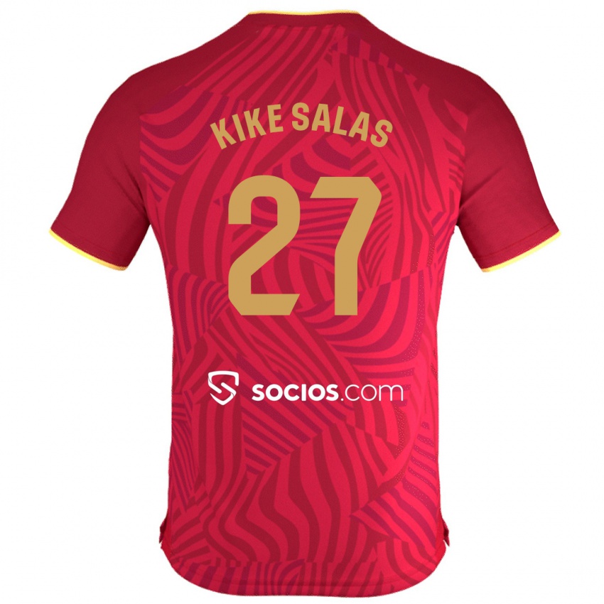 Børn Kike Salas #27 Rød Udebane Spillertrøjer 2023/24 Trøje T-Shirt